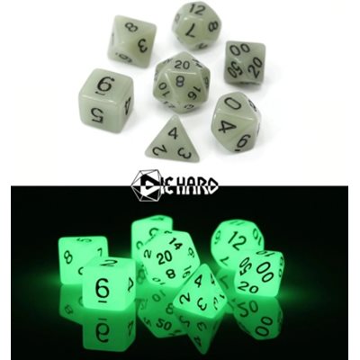 7 Pc RPG Set: Glow-in-the-Dark White (No Amazon Sales)