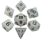 Dice: Acrylic 16mm 7pc Set: Glow in the Dark: Clear