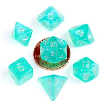 Dice: Mini 10mm 7pc Set: Stardust Turquoise