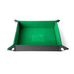 Dice Tray: Leather Backed Fold Up Dice Tray: Green