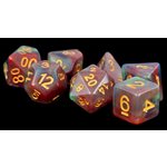 Dice: Resin 16mm 7pc Set: Red Pearl Swirl