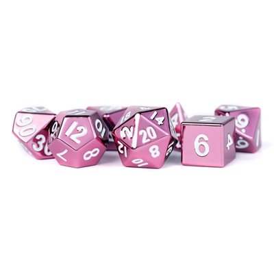 Dice: Metal 16mm 7pc Set: Pink