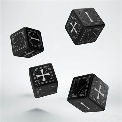 Black / White Antique Fudge Dice (4) (Fate Core)