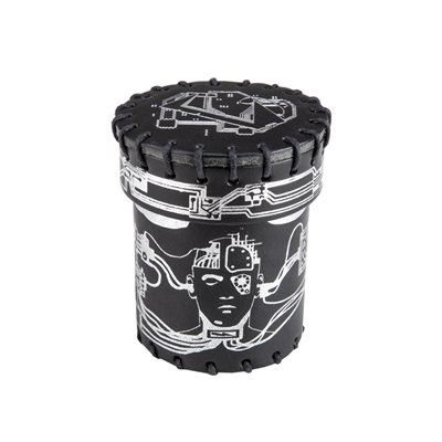 Cyberpunk Black & Silver Leather Dice Cup