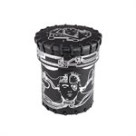 Cyberpunk Black & Silver Leather Dice Cup