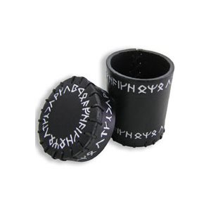 Black Runic Leather Dice Cup