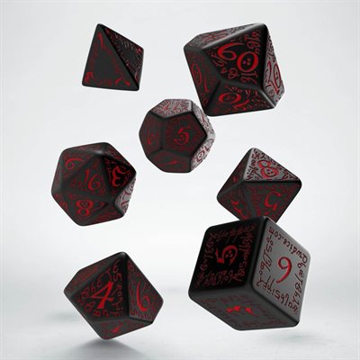 Elvish Dice Black & Red 7Pc