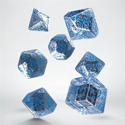 Elvish Dice Transparent & Blue 7Pc