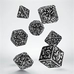 Forest 3D Dice White & Black 7 Pc