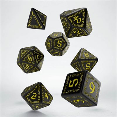 Runic Dice Black & Yellow 7Pc