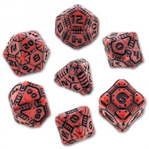 Tech Dice Red & Black 7Pc