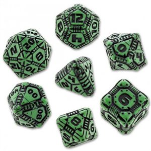 Tech Dice Green & Black 7Pc